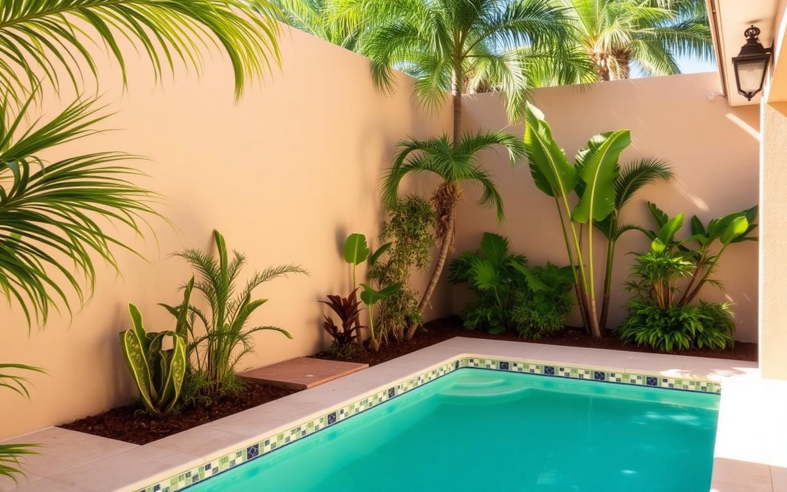 Private courtyard pool, screened from the street